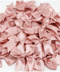 Pink Rose satin bow ribbon to decorate boxes and gifts for baby showers and birthdays, 25 pieces