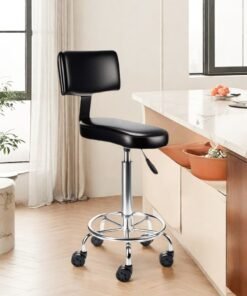 Bar Stools, Adjustable Dining Chairs, Kitchen Dining Chairs, Modern Lounge Chairs, Kitchen Counter Chairs, Suitable For Kitchen, Living Room, Bedroom (New Backrest, Black)