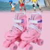 DUNISO Roller Skates, Children's Roller Skates,Adjustable Size, Double Row 4 Wheels, Durable And Collision Resistant，Suitable For Girls And Boys,Suitable For Sizes 26 To 29，XS