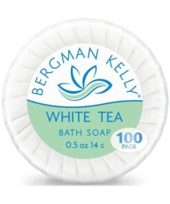 BERGMAN KELLY - Hotel Soap Bars - White Tea, 0.5 oz, 100 PK - Travel Size Luxury Bulk Amenities Bar Soap, Mini Individually Wrapped Round Soap - Small Toiletries for Airbnb, Motel, Guest Bathroom