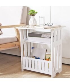 LINGWEI Side Table Wooden End Table with Storage Basket Bedside Table For Bedroom Living room Nightstand Modern Coffee End Table