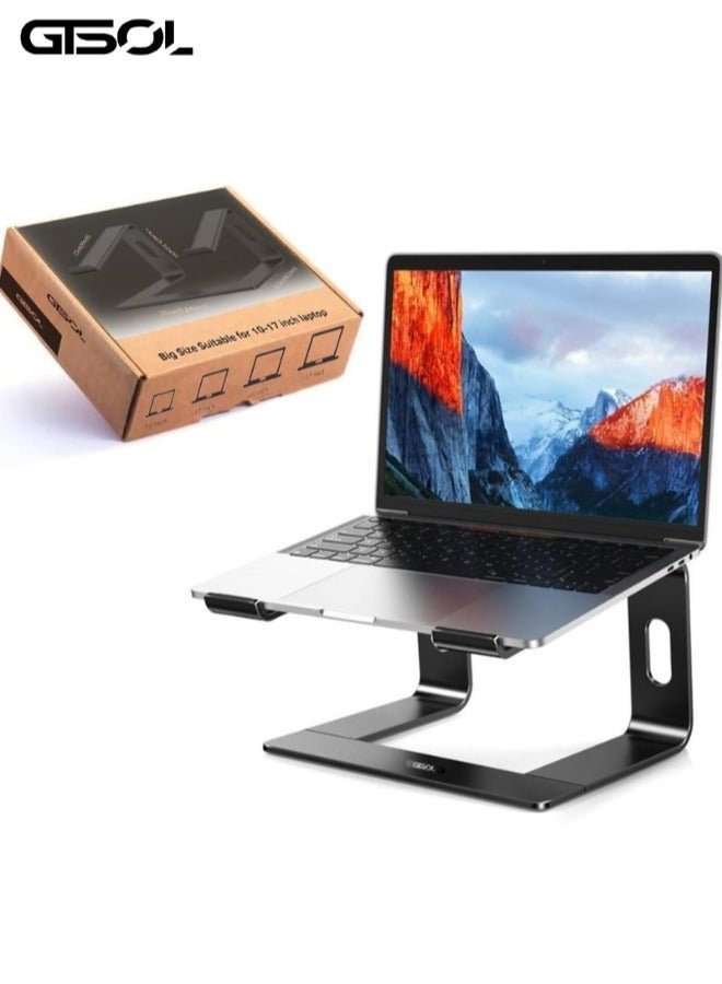 GTSOL Ergonomic Aluminum Laptop Stand, Adjustable Detachable Riser Holder for MacBook Air, Pro, Dell, HP, Lenovo, and 10-15.6'' Laptops, Black