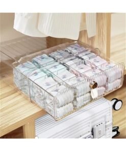 MIXDE Clear Acrylic Divided Socks u0026 Underwear Organzier Box for Closet, Stackable Baby Clothes Organizer Bins with Removable Adjustable Dividers for Wardrobe/Countertop, 16 Cell
