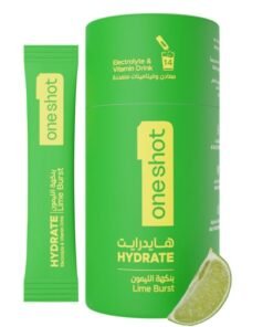 Oneshot Lime Burst, Daily Hydration, Sugar Free Electrolyte Powder Drink Mix with Vitamins and Zinc, No Aftertaste, Lime Lemon Flavor, 14 Sachets