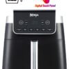 Ninja Air Fryer Max Pro, 6.2L, Uses No Oil, Large Square Single Drawer, Roast, Bake, Air Fry, Family Size, Digital, Cook From Frozen, Non-Stick, Dishwasher Safe Basket & Crisper Plate 5.5 L 2000 W AF180ME Black