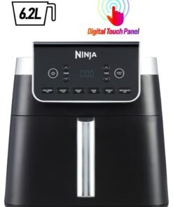 Ninja Air Fryer Max Pro, 6.2L, Uses No Oil, Large Square Single Drawer, Roast, Bake, Air Fry, Family Size, Digital, Cook From Frozen, Non-Stick, Dishwasher Safe Basket & Crisper Plate 5.5 L 2000 W AF180ME Black