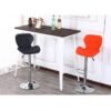 Bar Stool Leather Backrest Height Adjustable Swivel Chair Suitable for Home Kitchen Bar Coffee Chair Orange
