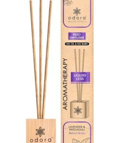 Odora Liquidless Reed Diffuser - Lavender & Patchouli, Infused with Essential Oils, Long Lasting Fragrance Lasts Upto 30 Days, No Burn No Oil, Biodegradable, Room Freshener for Home, 6 Wooden Reeds