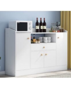 Kitchen Storage Cabinet Sideboard Cabinet, Wooden Kitchen Cabinet with 1 Drawer and 4 Doors for Microwave Oven, Freestanding Storage Shelves for Dining Room Living Room and Kitchen(CDA5）
