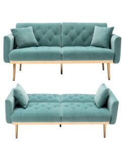 Ripple FURNITURE Light Luxury Velvet Convertible Modern Sofa Bed  2 Seater Turquoise 160X80X40
