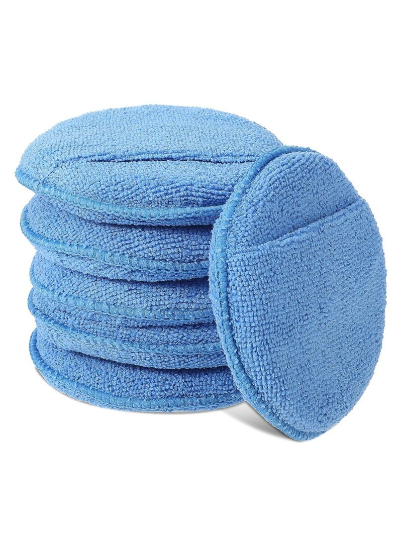 Oasisgalore 6 Pcs Microfiber Wax Applicator Pads with Finger Pocket for Car Polishing (5.1 inch)