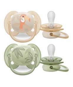 Philips Avent Soother Ultra SOFT 0-6M For Boys, 2 Pieces | No.1 Brand Recommended by Moms Worldwide | Light, Soft, BPA free, Orthodontic with Sterilization Case