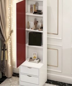 fashionhome Multifunction Dressing Mirror and 2 Drawers Modern Full Length Standing Mirror Cabinet with 2 Spacious Storage Drawers Freestanding Bedroom Organizer with Glossy White Finish Space Saving Wardrobe Mirror Unit for Dressing Makeup & Daily Essentials Storage Table 30x34x162cm