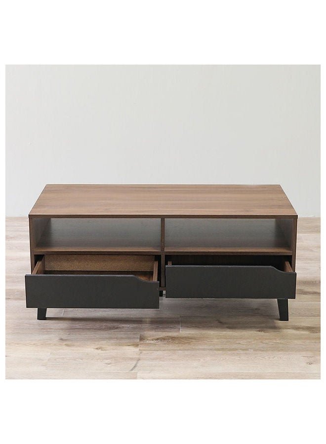 DANUBE HOME Jilly 2 Drawer Coffee Table Multifunctional Living Room Desk Space Saving Center Table Modern Design Furniture For Home Living Room L 110 x W 55 x H 47 cm Columbia/Black - Image 2