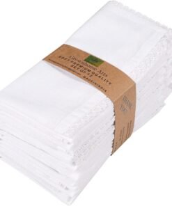 Grownhome Arts White lace Cotton slub 100 Cotton 12 pcs Set size12x12 inches Dinner Napkins Everyday Use Premium Quality Over Sized Cloth Napkins Hemmed Ultra Soft Durable Hotel Quality
