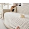 Chenille Sofa Cover - Cat-Proof & Anti-Scratch Couch Protector Slipcover with Tassels | Universal Fit for 1 2 3 4 Seater L U Sofas | Simple Modern Solid Colour Sofa Throw