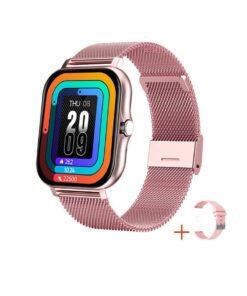 Smart Watch, Fitness Watch With Heart Rate Sleep Monitor, Amoled Display Magnetic Charging Smart Bracelet, Waterproof Comfortable Smart Wrist Watch, (1pc, Pink, Steel Mesh Strap Plus Rubber Strap)