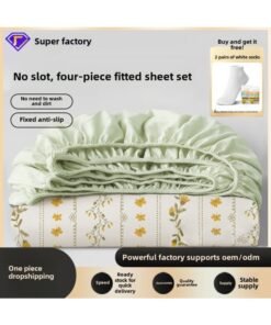 Disposable Bed Sheet Quilt Cover Bed Hat Four-piece Set Double Travel Dirty Winter Extra-large Thickened Household Hotel Supplies-Color:Upgraded Fitted Sheet, Non-slip And Non-moving Slot, 4 Pairs Of Socks Will Be Given As A Gift If You Buy It