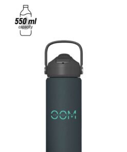 Origins Of Me OOM 550ml/18oz Dark Green Travel Bottle Double Walled Stainless Steel with Straw Lid, BPA Free, 18hr Hot & 24 Hr Cold, Leak Proof Water Bottle Suitable for school, gym, office