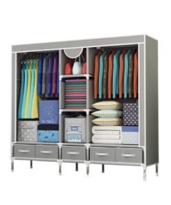 Fabric Wardrobe For Clothing Grey 185*45*172CM