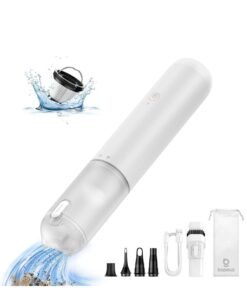 Baseus Car Vacuum Cleaner Portable Cordless, 12000PA High Power Handheld Vacuum with USB-C Fast Charging, Single Touch Empty, Rechargeable Battery, 4-in-1 Mini Dust Buster Air Blower Inflator Pump for Car, Home, Office, Camping, Pet Hair, Desk, Air Mattress, Swim Rings, Sofa, Keyboard, and More (White)