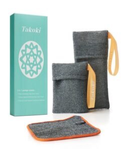 Takoki 3-in-1 Exfoliating Set - 2 Soap Saver Pouches (2 Sizes) + Dual-Textured Washcloth for Body & Face - Eco-Friendly, Durable, Luxurious Spa Experience