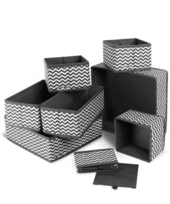 Barakah Organizers And Storage Fabric Set of 8 Wardrobe Closet Organiser Dresser Drawer Dividers Foldable Box for Socks Underwear Bras Ties Toys