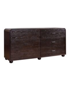 DANUBE HOME Goleta 6 Drawer Dressing Cabinet Durable Vanity Table Dressing Makeup Desk With Storage Modern Design Bedroom Furniture 160x45x84 cm Dark Brown