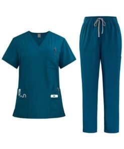 NiaaHinn Womens Men Medical Scrubs Set Unisex Scrub Top and Scrub Pant Set Medical Uniform Scrubs Medical Uniform Set (Blue)