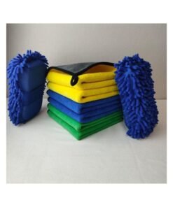 Car Cleaning Kit – 6 Microfiber Towels (40×40cm) + 2 Sponges, Scratch-Free Car Wash Cloths, Ultra-Absorbent Multipurpose Car Drying Towels