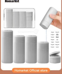 HomarKet Travel Bottles for Toiletries, 5 Pack Travel Size Containers, Leak Proof Refillable Travel Accessories for Shampoo Conditioner, Portable Travel Bottles with Clear Toiletry Bag (Grey)