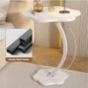 GUDOO C Shaped Side Table for Couch Flower Shaped End Table Modern Small Coffee Table Freestanding Small Sofa Table Nightstand with Metal Frame for Living Room Bedroom White 2