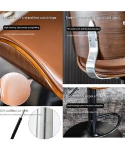 Cool Baby COOLBABY Bar chairs Lift leather bar chairs Light luxury home front desk high chairs Adjustable swivel seats High stools Low back kitchen island, dining room 1PC (Black) - Image 4