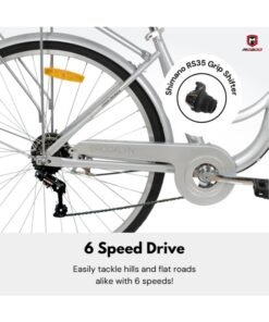 MOGOO Brooklyn 24" 6 Speed City Bike Grey - Image 4