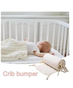 DUNISO Baby crib guardrail pad, neutral cotton rectangular surround pad, double sided double layer foldable child bed protection pad, soft, breathable, anti-collision, 190 * 30cm, white