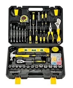 Arabest 108 Piece Tool Set General House hold Hand Tool Kit with Plastic Toolbox Storage Case Used to Car repair And home Repair