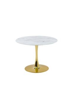 DANUBE HOME Niha 4 Seater Round Glass Dining Table Strong And Sturdy Modern Design Desk Furniture Modern Kitchen Table With Metal Base 4 Seaters Dinner Table For Home Dining Room Living Room Kitchen - White Gold
