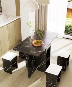 Folding Dining Table Dining Table Removable Folding Dining Table Dining Table Set For 4 Space Saving Dining Table For Tight Spaces With 4 Chairs White Black