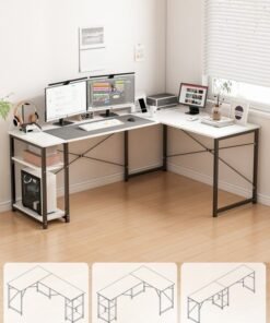 Alternative view of Harlan L-Shaped Desk Computer Corner Table Study Desk Home Office Workstation Modern Simple Style Writing Desk Table