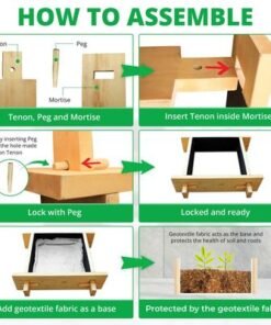 Yardlong Gardenbed - 5 feet x 5 feet x 23 cm, Wooden planter bed for home gardening, starter kit to grow flowers, herbs, vegetables, root veggies.