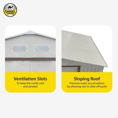 CamelTough Outdoor Metal Storage Shed, 9.1X6.3 feet, Garden Metal Shed Beige, CT-641 - Image 5