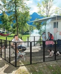 Alternative view of Dog Playpen Indoor Outdoor, Metal Pet Exercise Fence, Multiple Configurable Shapes, Heavy Duty Pen for Dogs (Black, 80x100cm, 6)