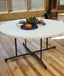 Lifetime 60 Inch, Round Commercial, Fold-in-Half Table,10 Year Limited warranty, White Granite Colour, LFT-5402