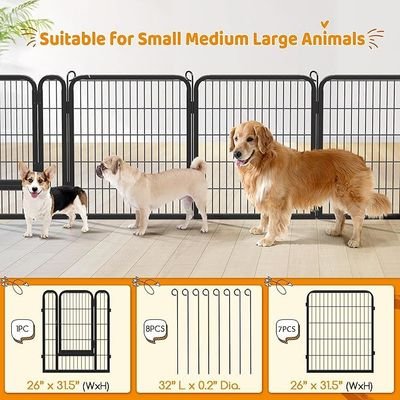 Dog Playpen Indoor Outdoor, Metal Pet Exercise Fence, Multiple Configurable Shapes, Heavy Duty Pen for Dogs (Black, 65x80cm, 8) - Image 5