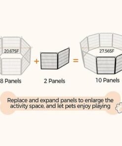 Dog Playpen Indoor Outdoor, Metal Pet Exercise Fence, Multiple Configurable Shapes, Heavy Duty Pen for Dogs (Black, 65x80cm, 2)