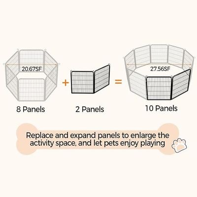 Dog Playpen Indoor Outdoor, Metal Pet Exercise Fence, Multiple Configurable Shapes, Heavy Duty Pen for Dogs (Black, 65x80cm, 2)