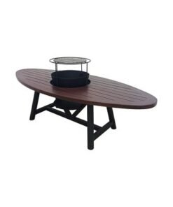 Small Oval Fire Pit Table Color Dark Mahogany & Black