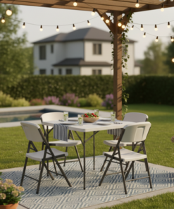 86CM Square Folding Table (White) – 86×86×74 cm