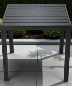 Modern 4 Seater Outdoor Dining Set – Metal Frame with Fibre-Wood Tabletop & Seats