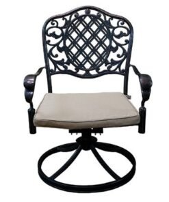 Schondor-Outdoor chair- ATHENS-Swivel Chair-72x64x95-Black frame-beige cushion